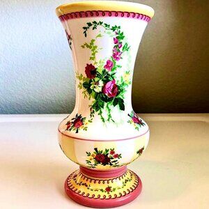 NWT LAURA ASHLEY Signature Home Collection Ceramic Vase English Country Rose 9”H